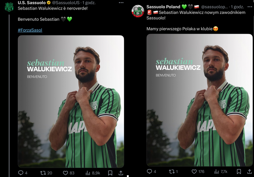 POLUBIENIA pod ogłoszeniem transferu Walukiewicza: STRONA KLUBU vs. STRONA z Polski xD